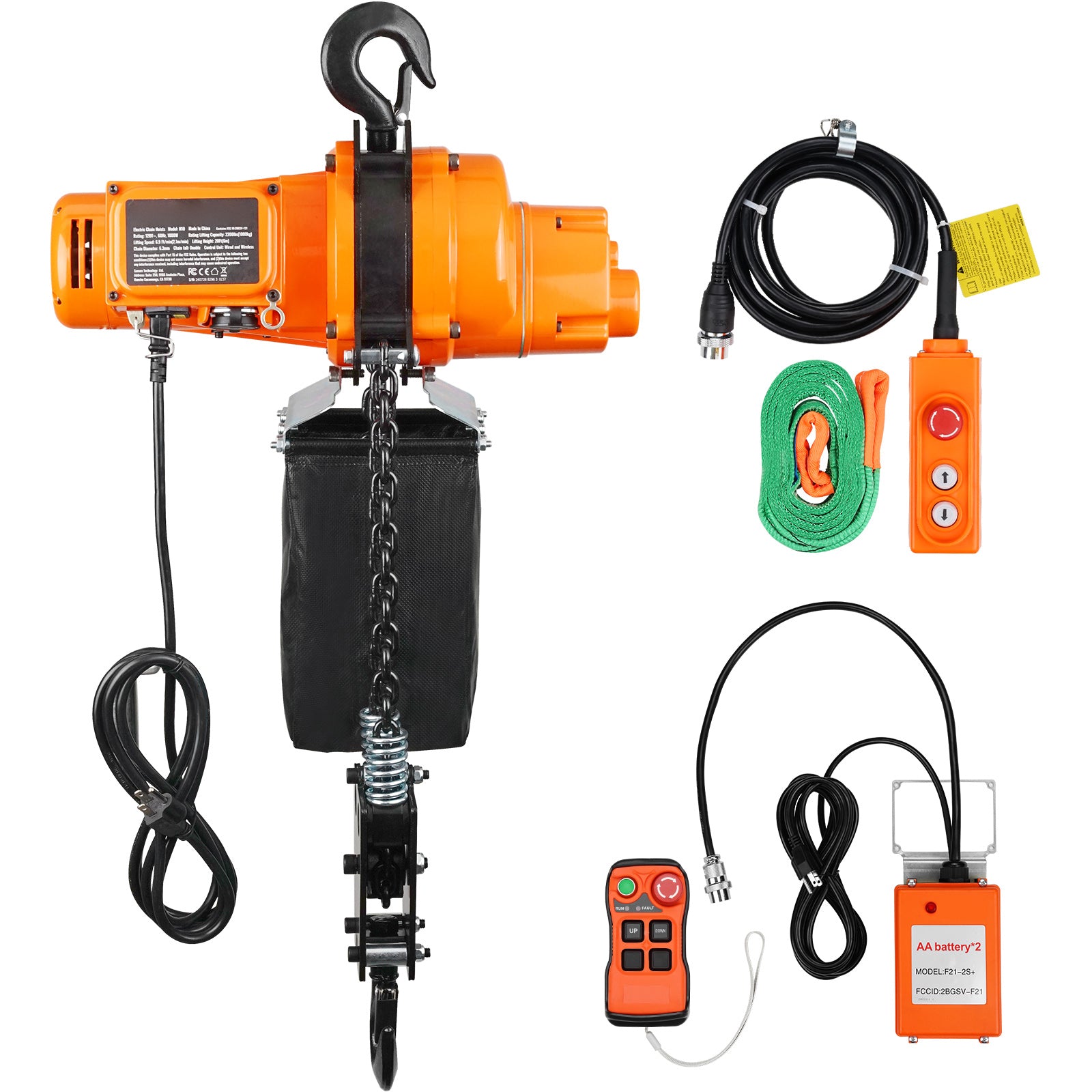 Electric Chain Hoist Single Phase Crane Hoist 2200 lbs Load 20 ft Lifting