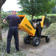 6'' Inch 420cc 15hp Pull Start Gas Powered 4-Wheels Wood Chipper Shredder Mulcher with Towbar/Stop Bar