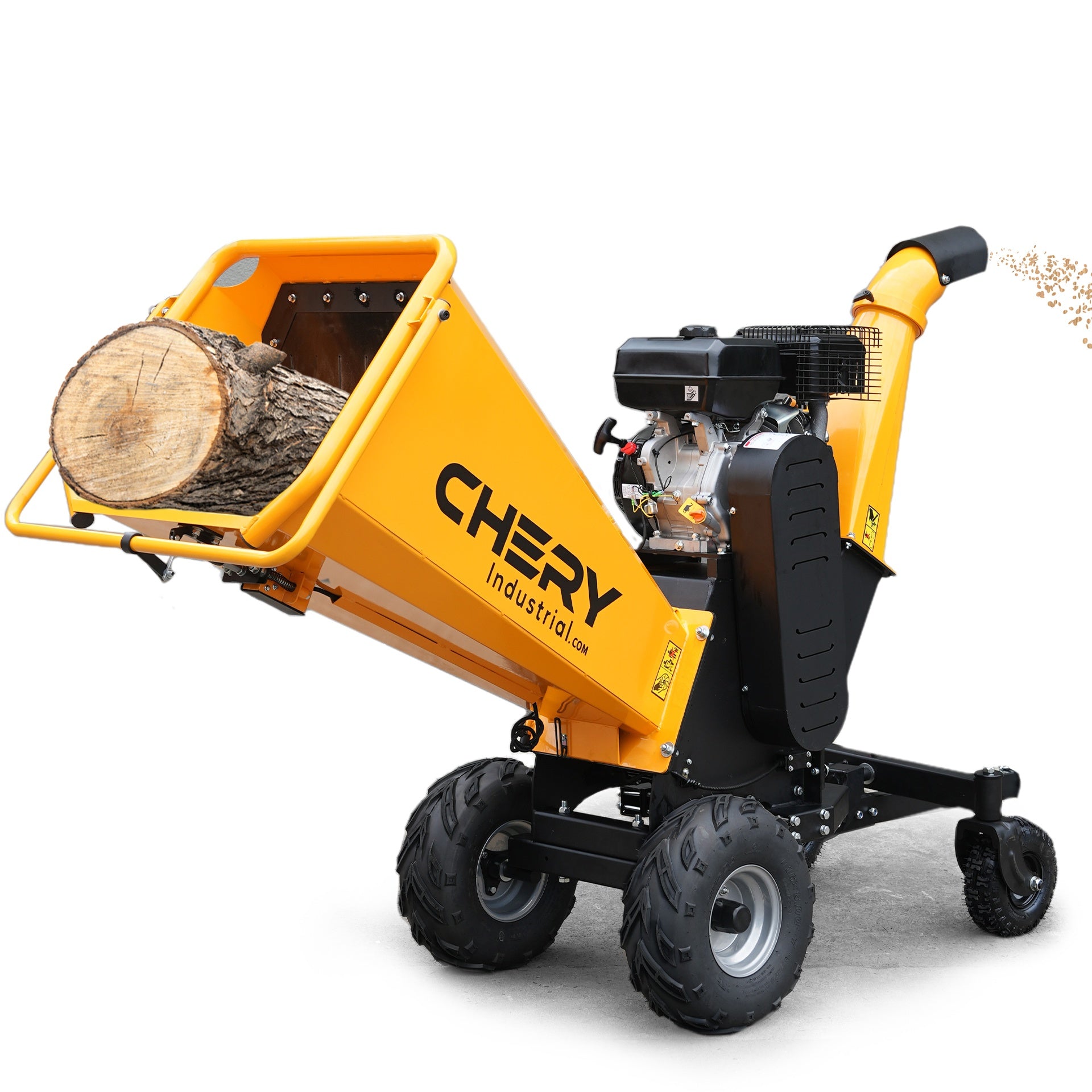 6'' Inch 420cc 15hp Pull Start Gas Powered 4-Wheels Wood Chipper Shredder Mulcher with Towbar/Stop Bar