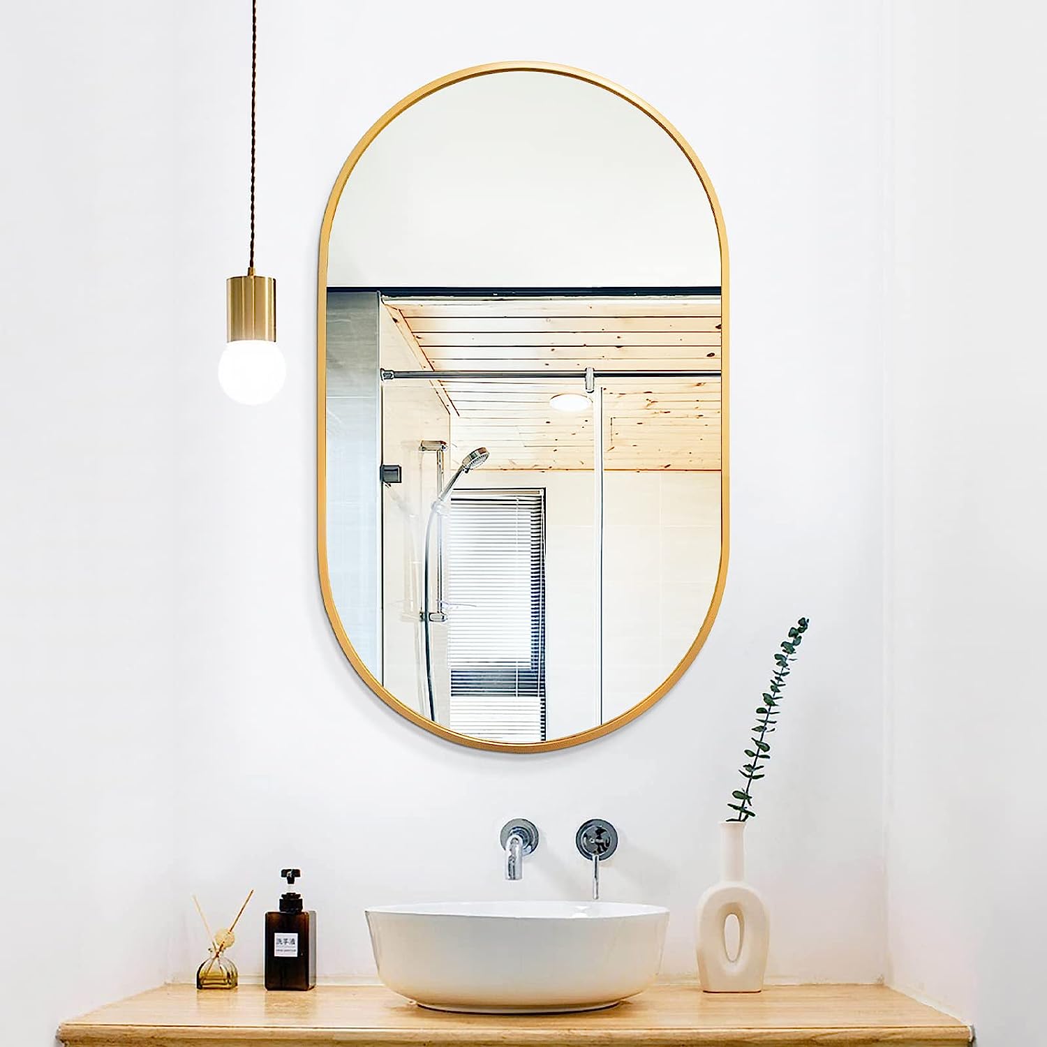 Gold 20 x 33 Inch Metal Oval  Mirror