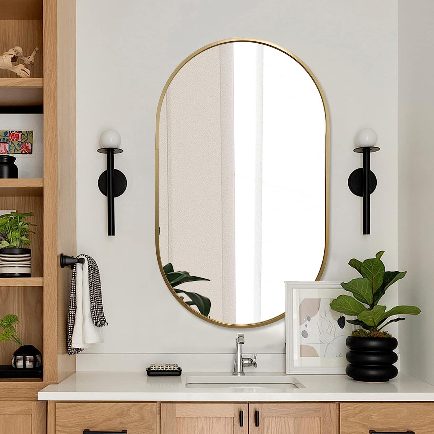 Gold 20 x 33 Inch Metal Oval  Mirror