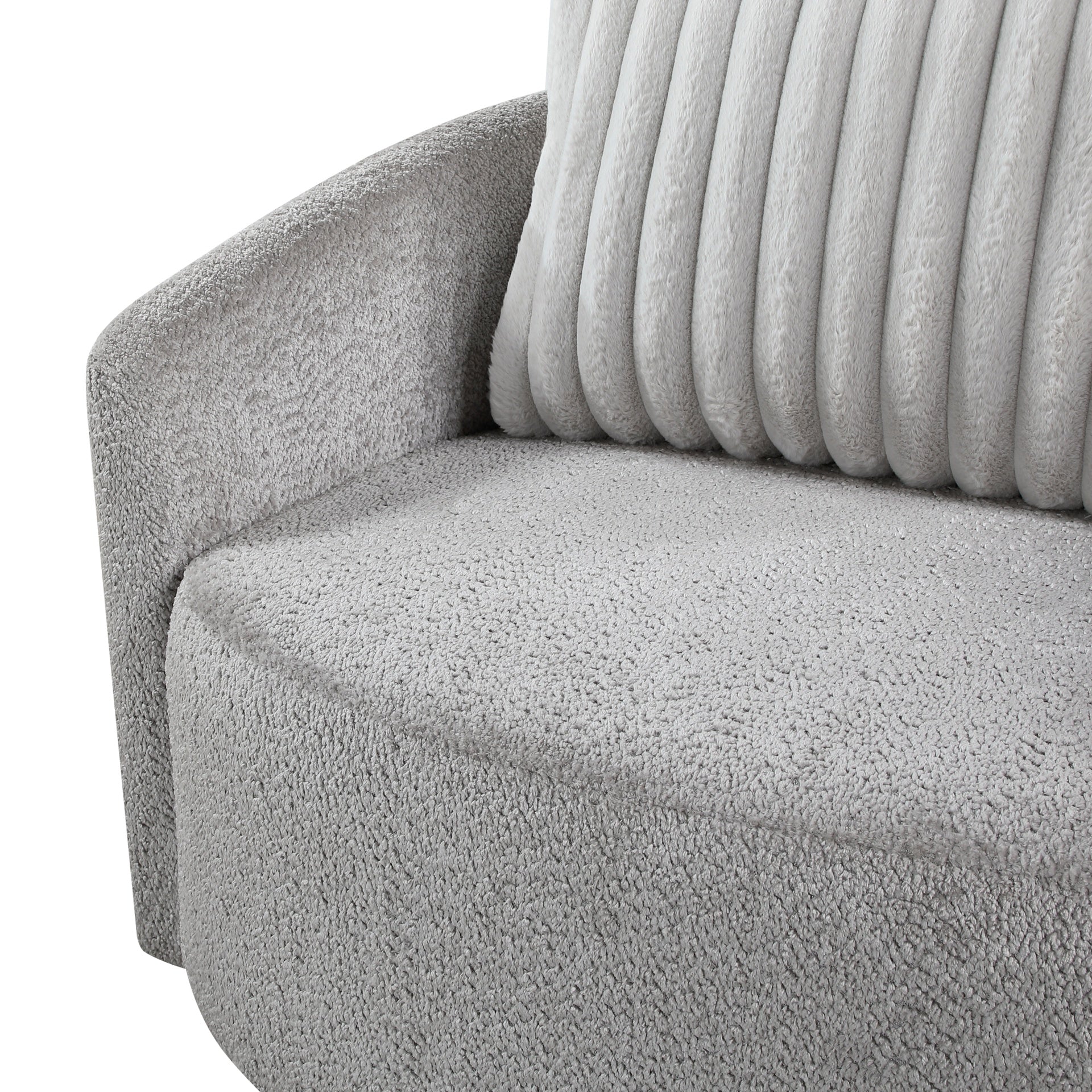 Modern Sleek Design Swivel Chair Cushion Seat Soft Gray Chenille Upholstered Plush Back Pillow Living Room Furniture 1pc