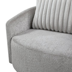 Modern Sleek Design Swivel Chair Cushion Seat Soft Gray Chenille Upholstered Plush Back Pillow Living Room Furniture 1pc