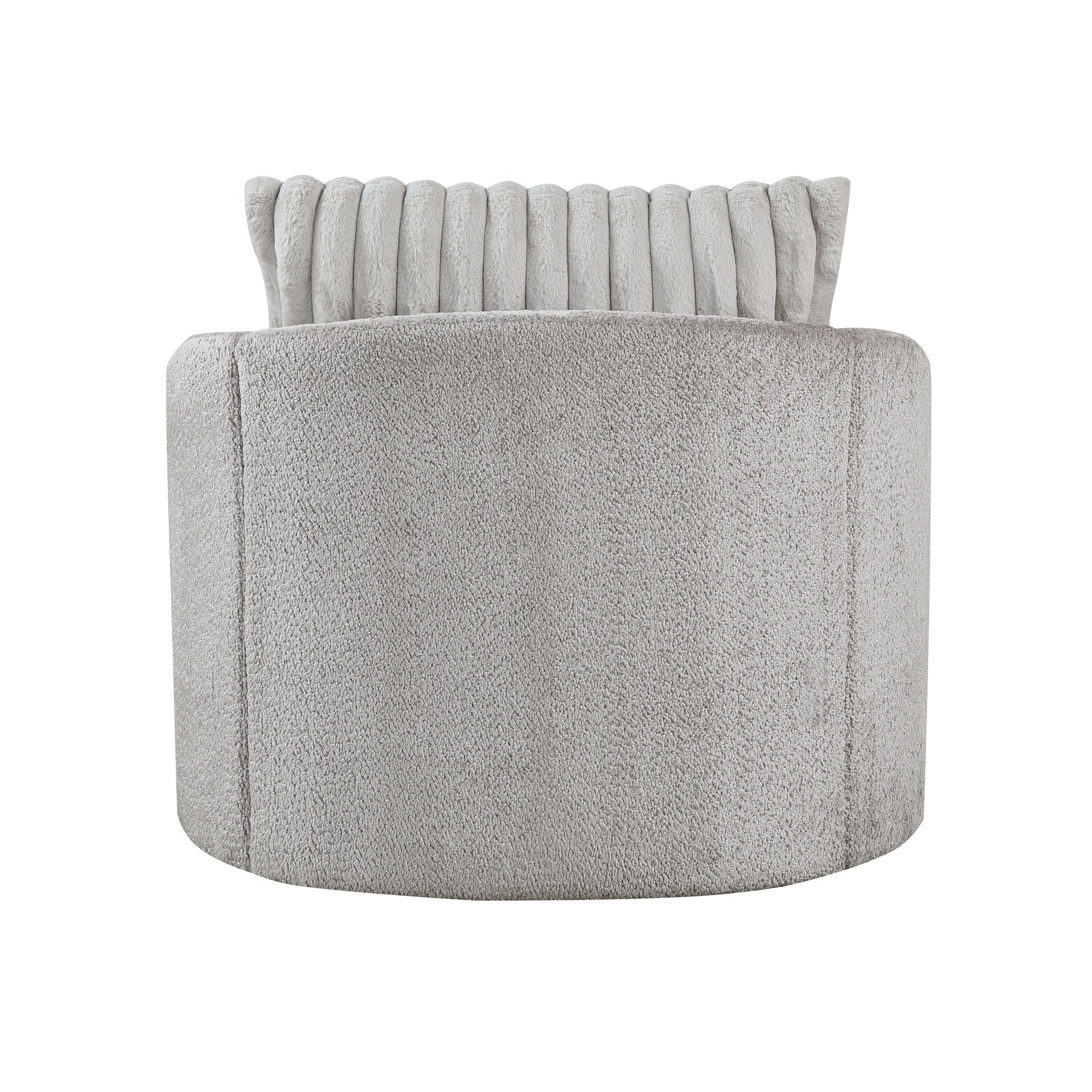 Modern Sleek Design Swivel Chair Cushion Seat Soft Gray Chenille Upholstered Plush Back Pillow Living Room Furniture 1pc