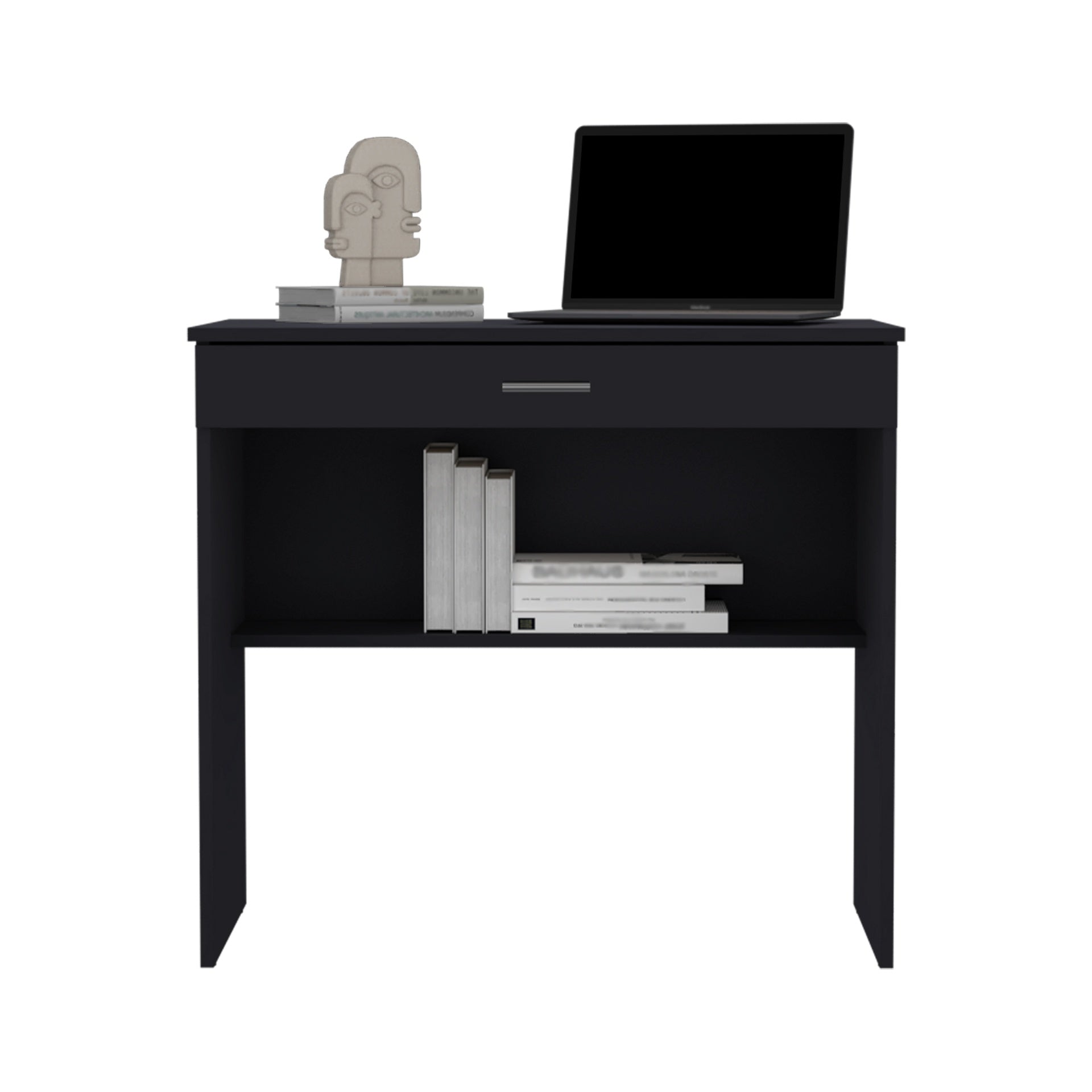 Montana Storage Desk, Spacious Stylish with Drawer and Shelf, Black