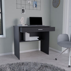 Montana Storage Desk, Spacious Stylish with Drawer and Shelf, Black