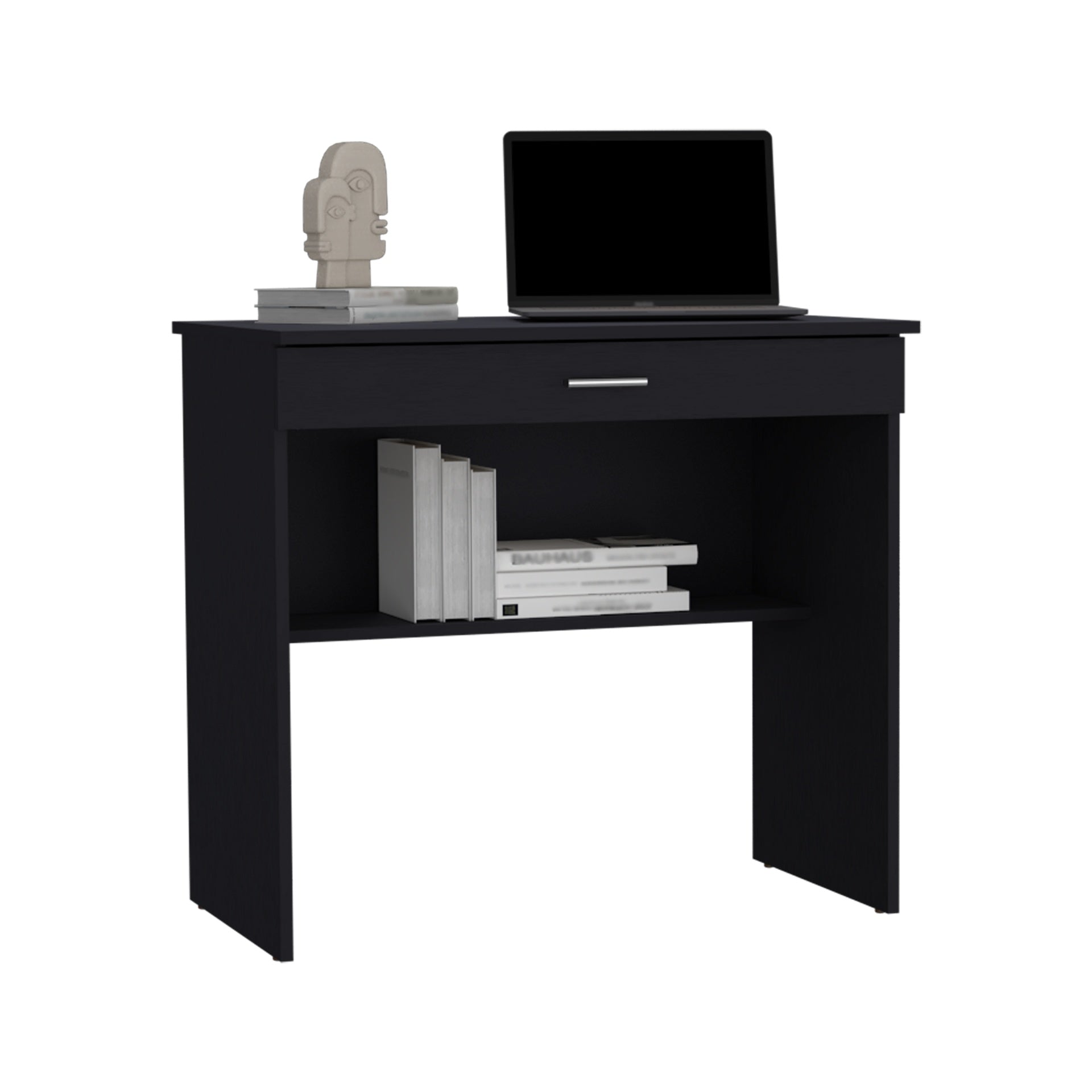 Montana Storage Desk, Spacious Stylish with Drawer and Shelf, Black