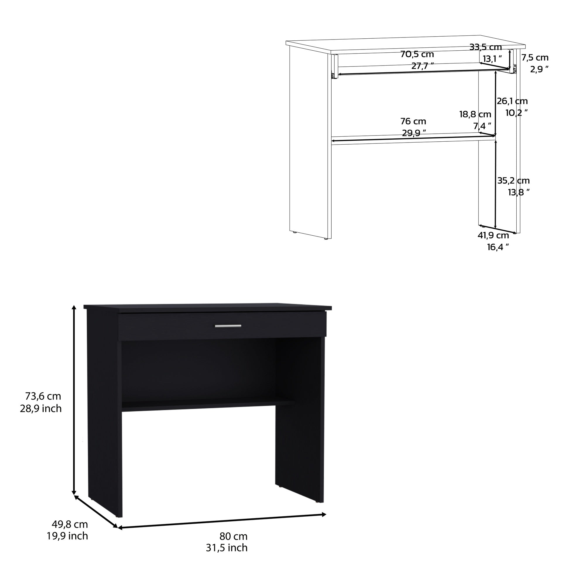 Montana Storage Desk, Spacious Stylish with Drawer and Shelf, Black