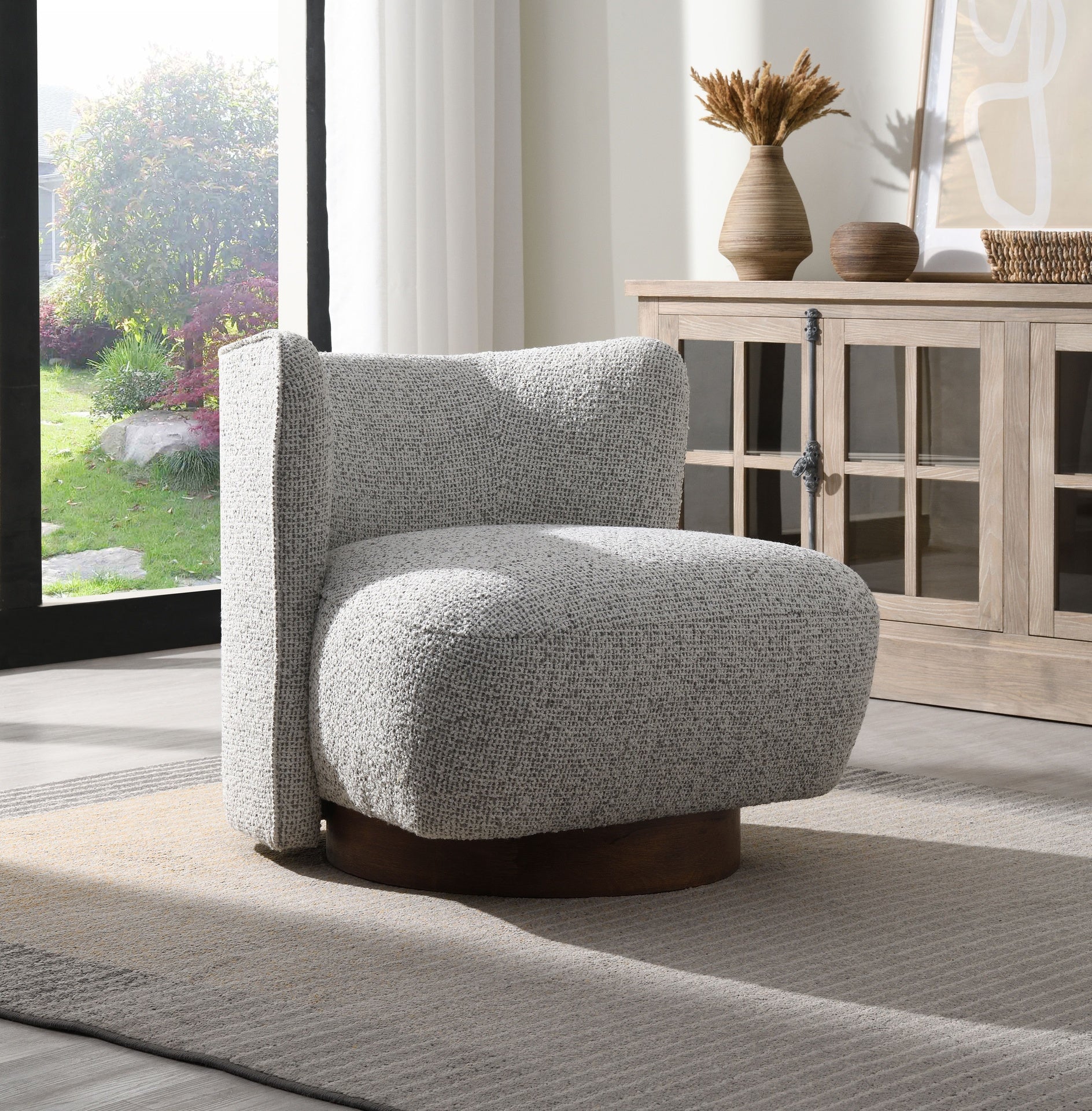 Lisa  Gray Tweed Accent Chair