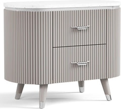 Contemporary Style 1pc Nightstand Stone Top French And English Dovetail Drawers Chrome Pulls Silver line Accent Light Gray Finish Bedroom Furniture