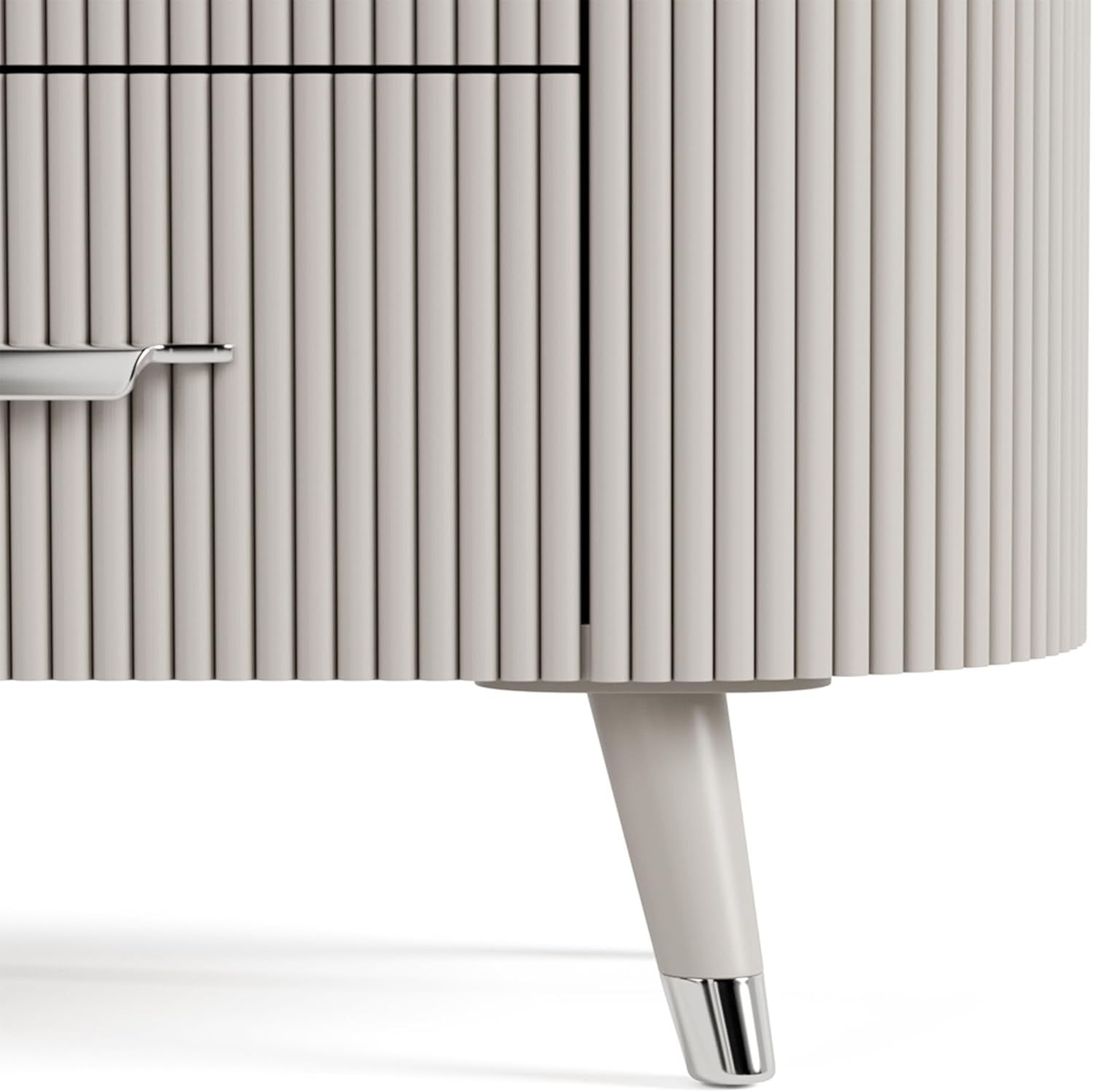 Contemporary Style 1pc Nightstand Stone Top French And English Dovetail Drawers Chrome Pulls Silver line Accent Light Gray Finish Bedroom Furniture