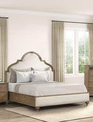 Gorgeous Classic Rustic Oak 1pc Queen Size Bed Solid wood Unique Legs Bedroom Furniture Traditional Look Upholstered Bedframe
