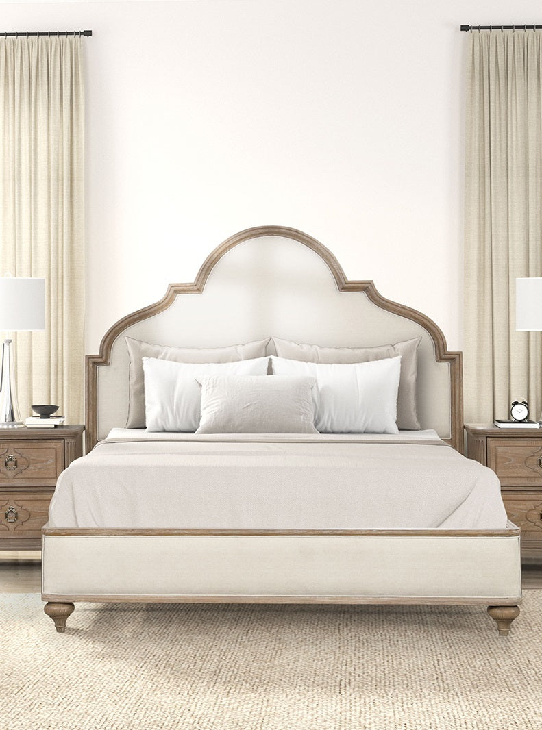 Gorgeous Classic Rustic Oak 1pc Queen Size Bed Solid wood Unique Legs Bedroom Furniture Traditional Look Upholstered Bedframe