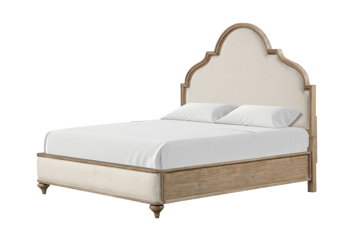 Gorgeous Classic Rustic Oak 1pc Queen Size Bed Solid wood Unique Legs Bedroom Furniture Traditional Look Upholstered Bedframe