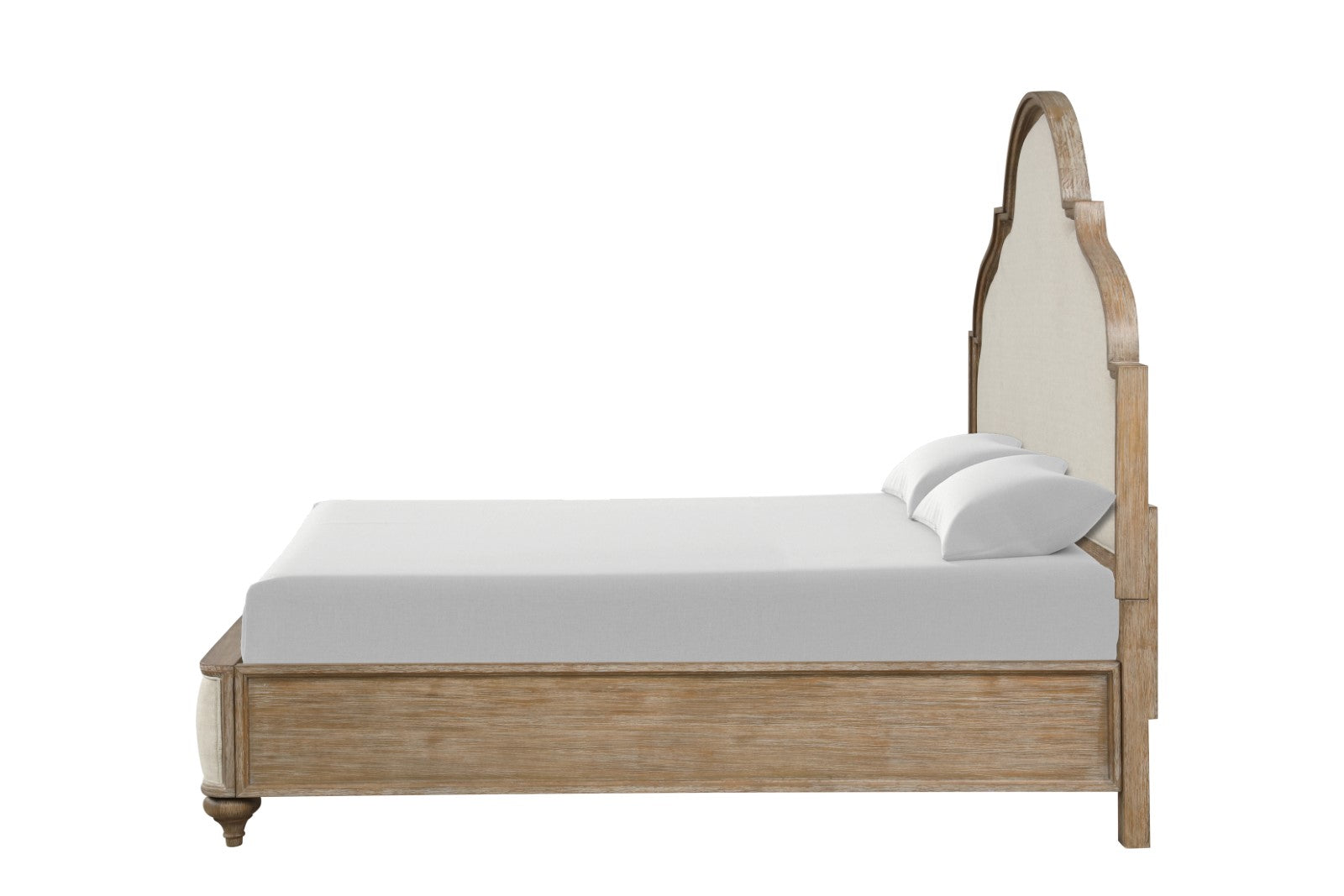 Gorgeous Classic Rustic Oak 1pc Queen Size Bed Solid wood Unique Legs Bedroom Furniture Traditional Look Upholstered Bedframe