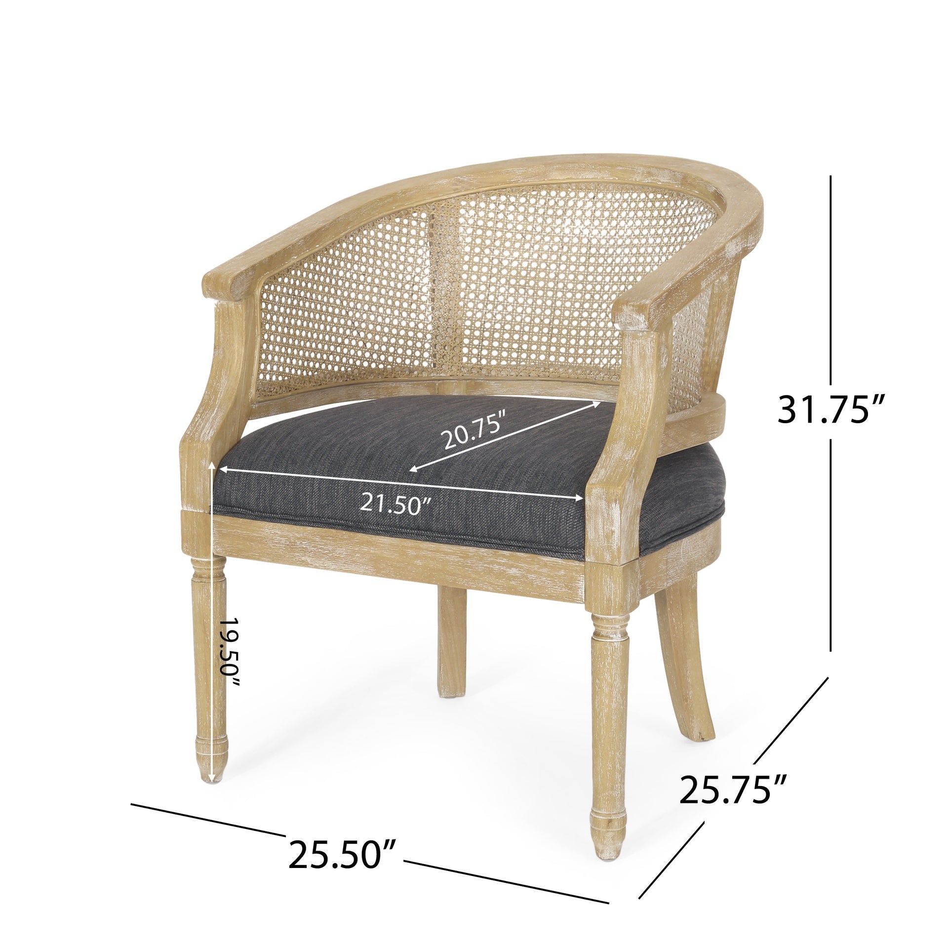 Accent Chair Rubber Wood Charcoal