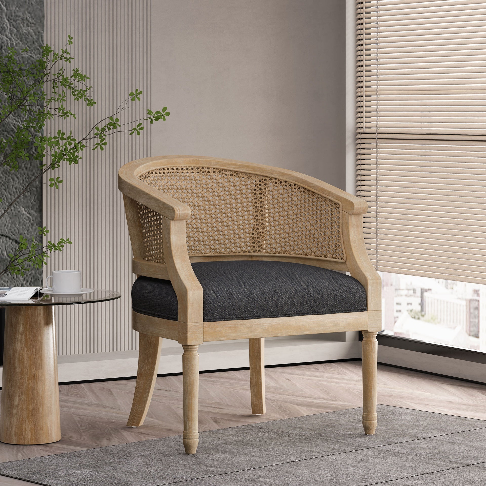 Accent Chair Rubber Wood Charcoal