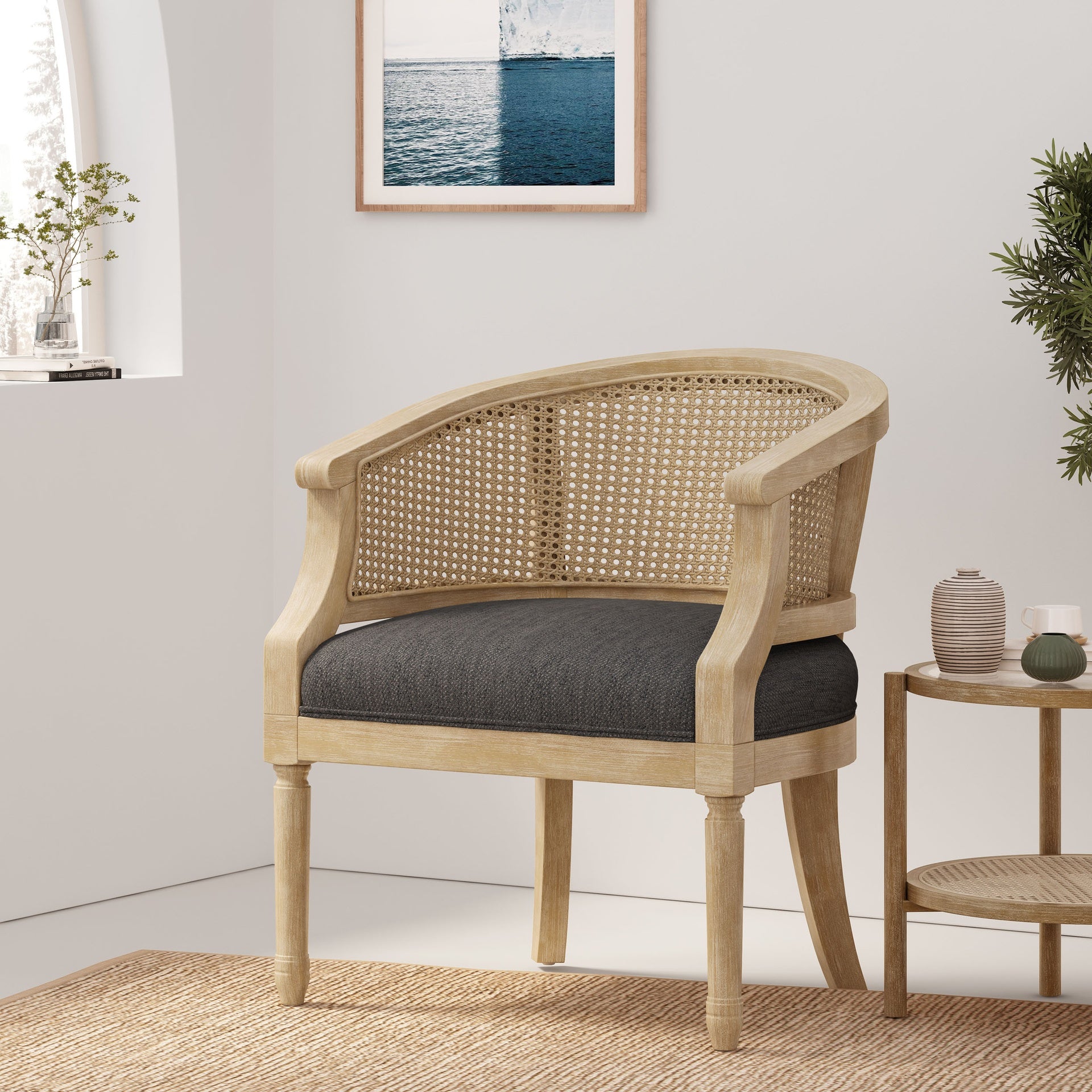 Accent Chair Rubber Wood Charcoal