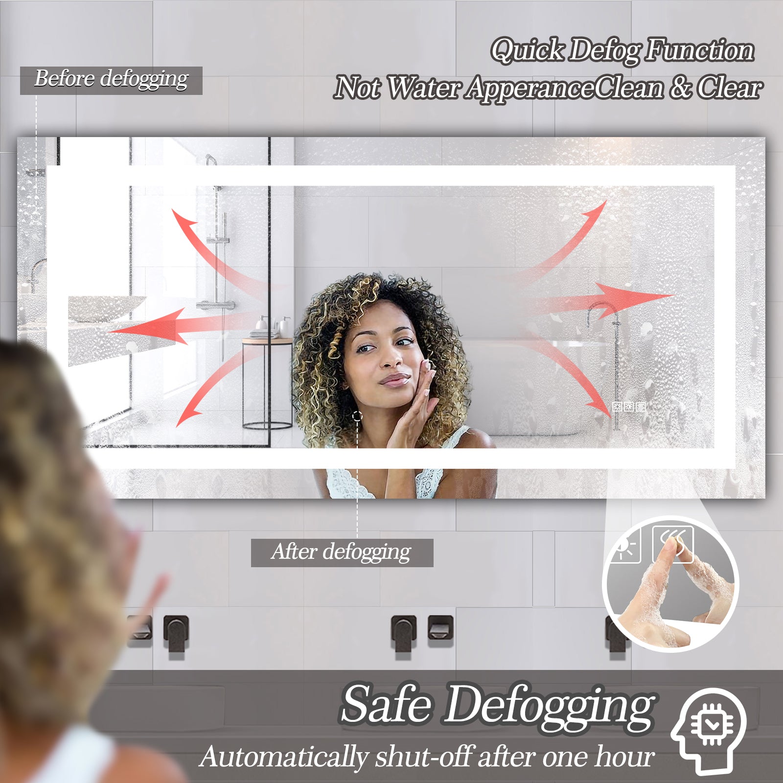 72" x 36" LED Bathroom Mirror with Anti-Fog and Touch Sensor – Modern Frameless Lighted Wall Mirror for Bathroom Vanity, Shower Room, or Dressing Area