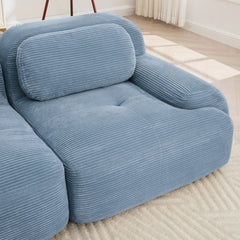 L-shaped modular sofa no assembly ergonomic design pet-friendly luxuryCorduroy Fabric fabric extra-wide curved armrests 32D high-resilience sponge for living rooms bedroom,Blue