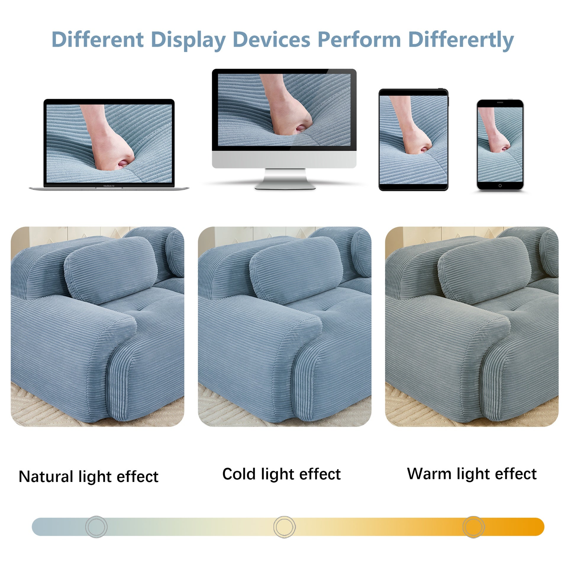 L-shaped modular sofa no assembly ergonomic design pet-friendly luxuryCorduroy Fabric fabric extra-wide curved armrests 32D high-resilience sponge for living rooms bedroom,Blue
