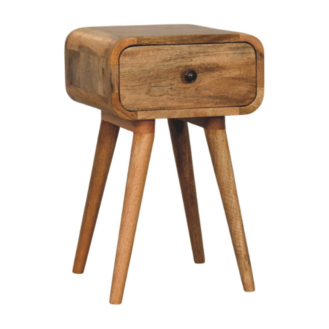 Avora Mini Oak-ish Nightstand with 1-Drawer, Nordic Legs, Light Brown