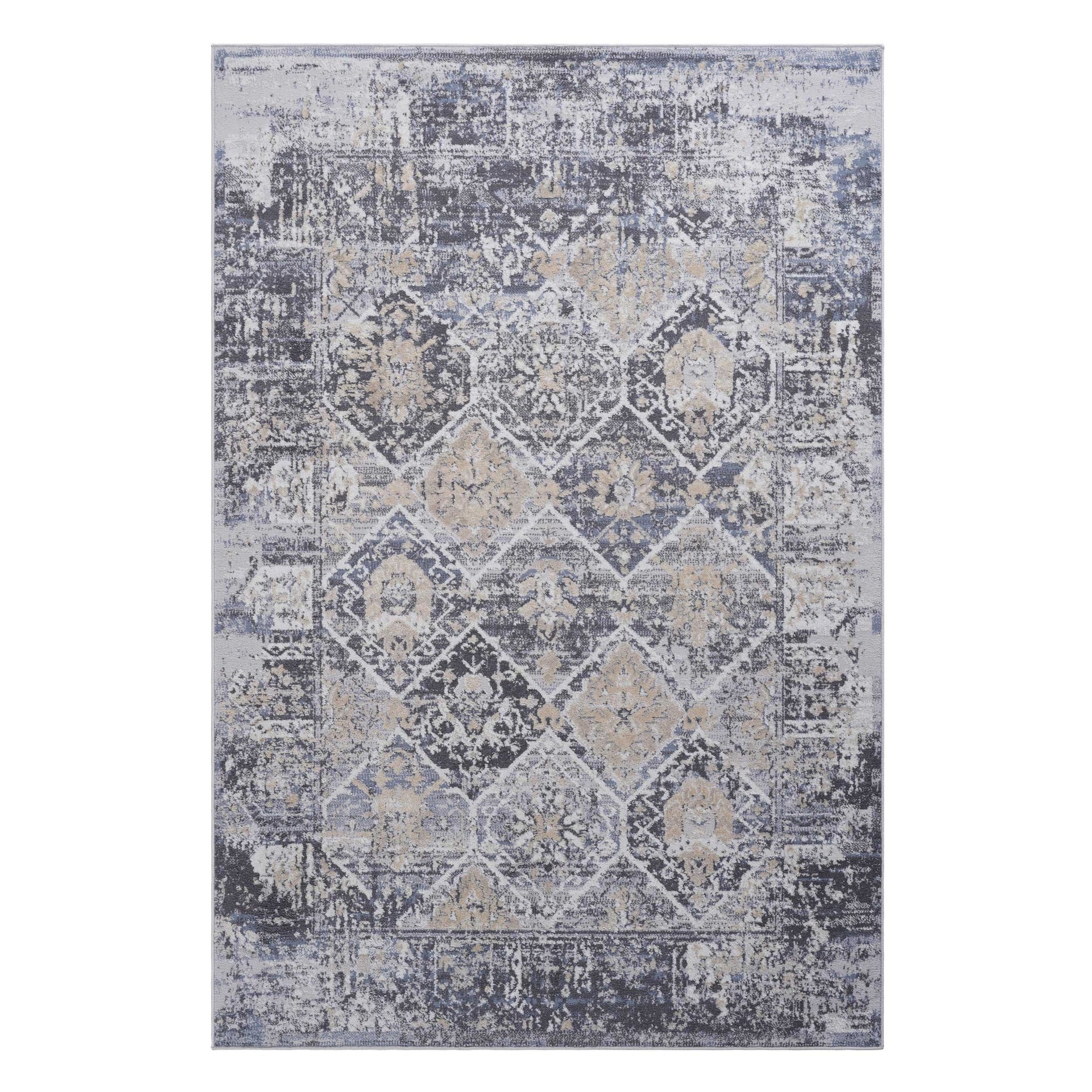 PAYAS Collection 6X9 Grey / Blue / Traditional Area Rug