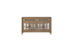 Round Expandable Table 4 Ladderback white Chairs Glass Front Server and Display Cabinet