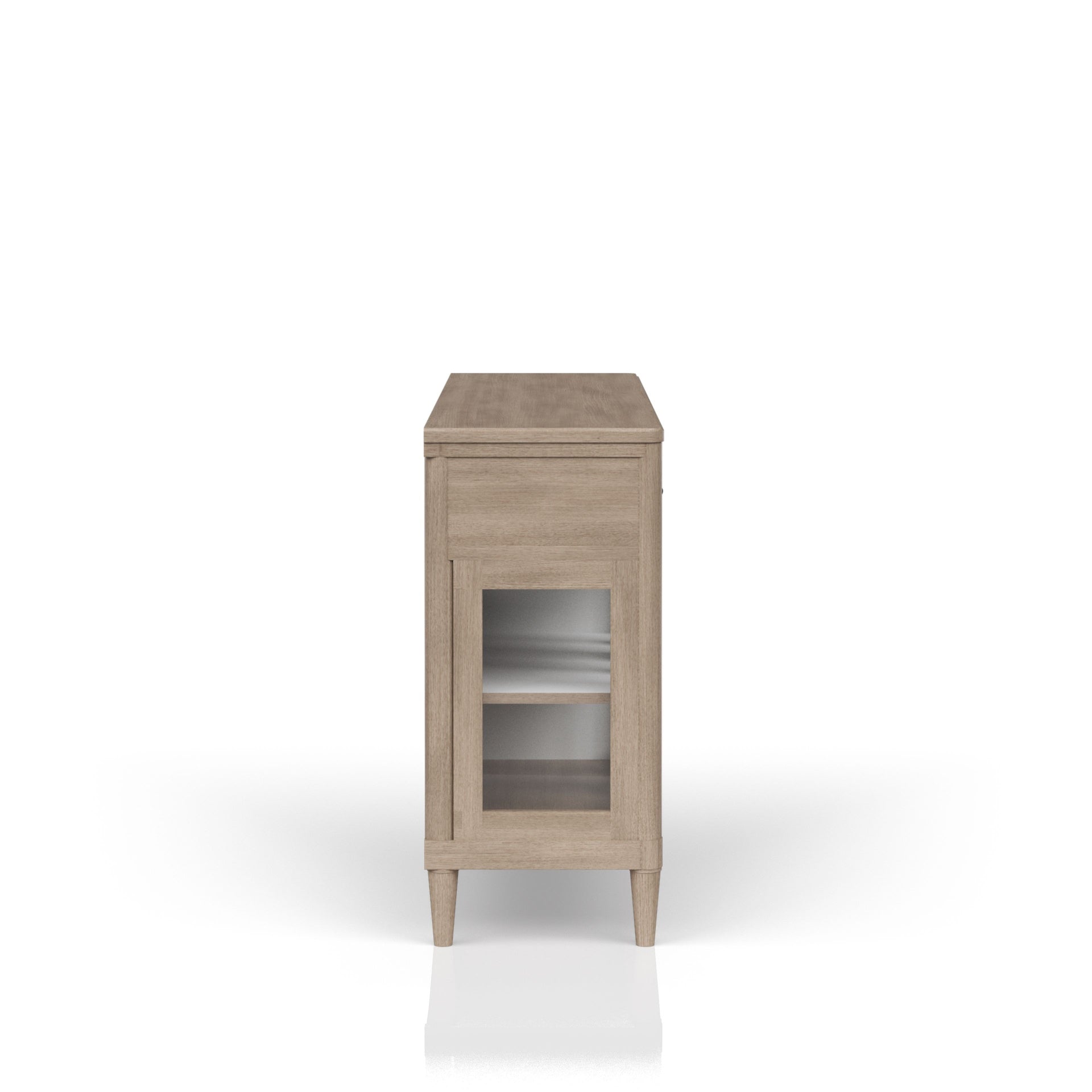 Round Expandable Table 4 Ladderback white Chairs Glass Front Server and Display Cabinet