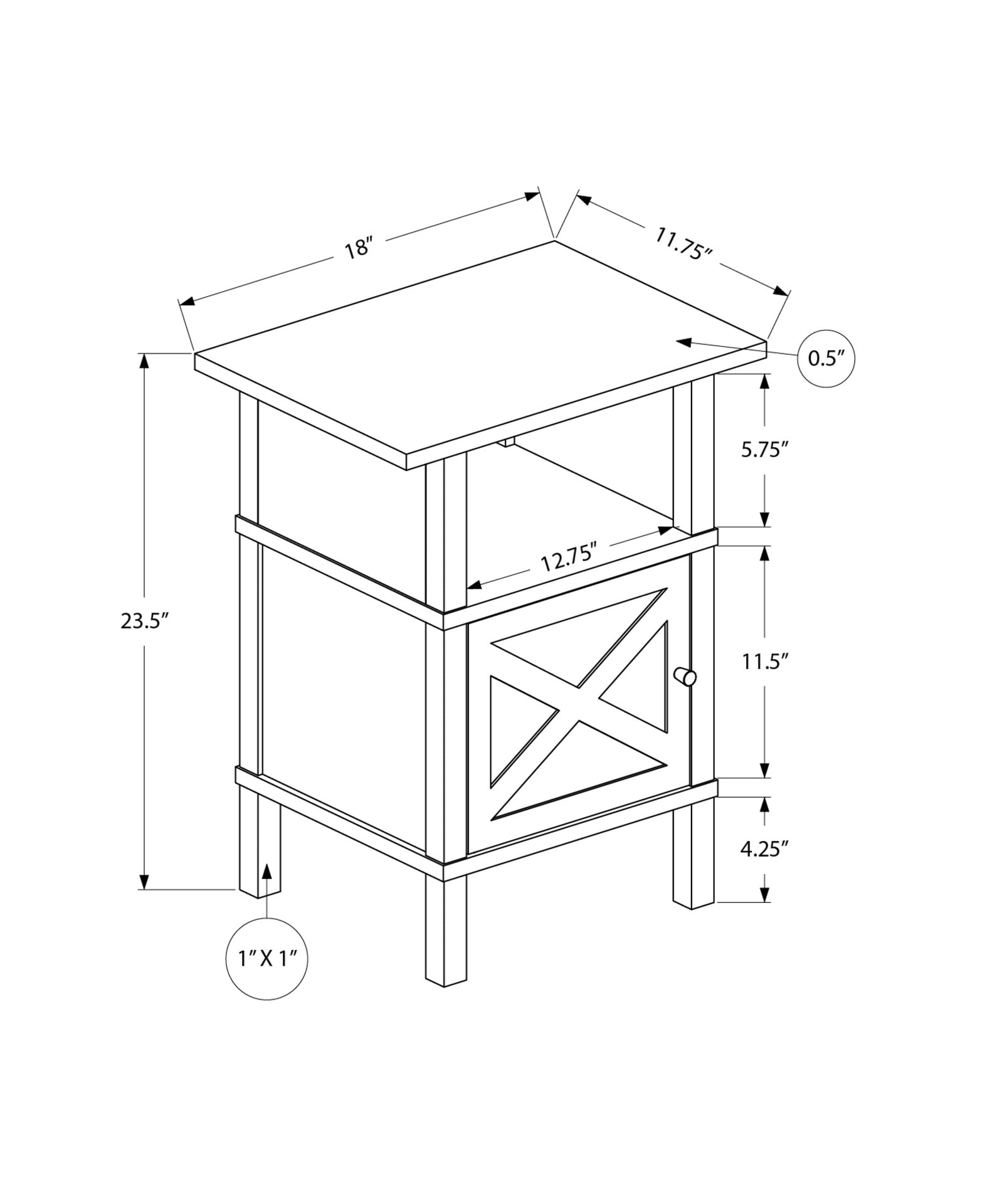 Accent Table, Side Table, End, Living Room, Small, Storage, Dark Oak Laminate, Transitional
