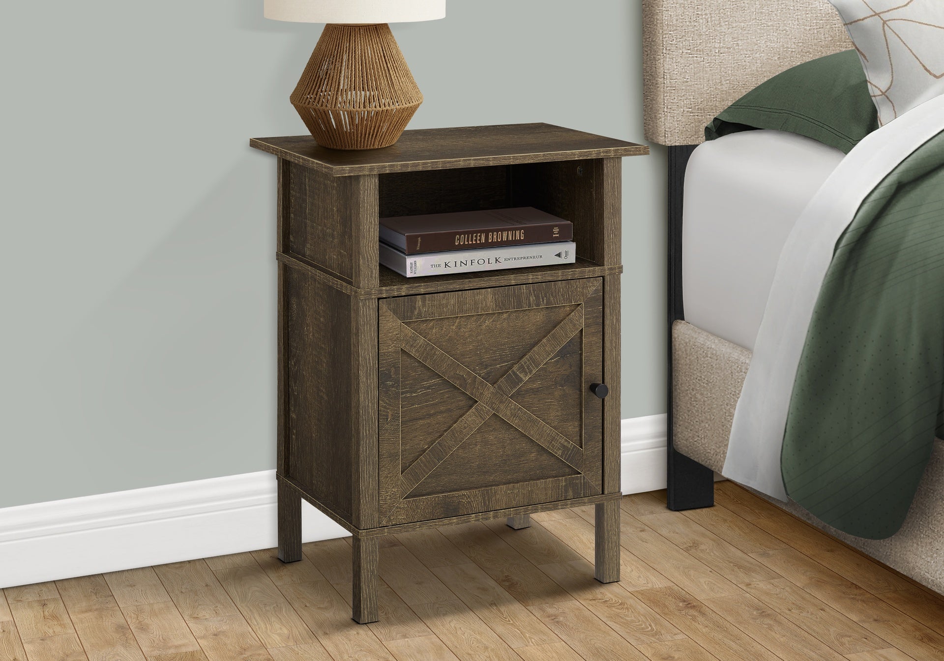 Accent Table, Side Table, End, Living Room, Small, Storage, Dark Oak Laminate, Transitional