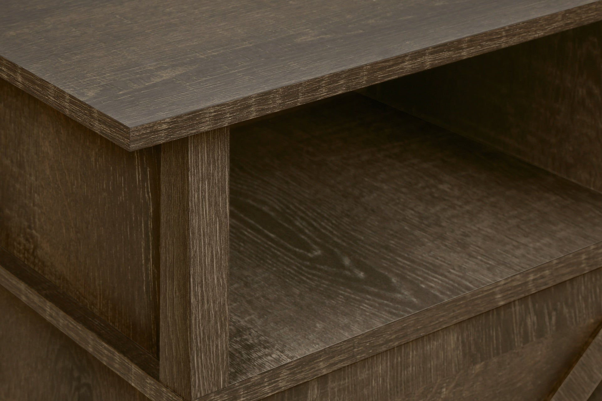 Accent Table, Side Table, End, Living Room, Small, Storage, Dark Oak Laminate, Transitional