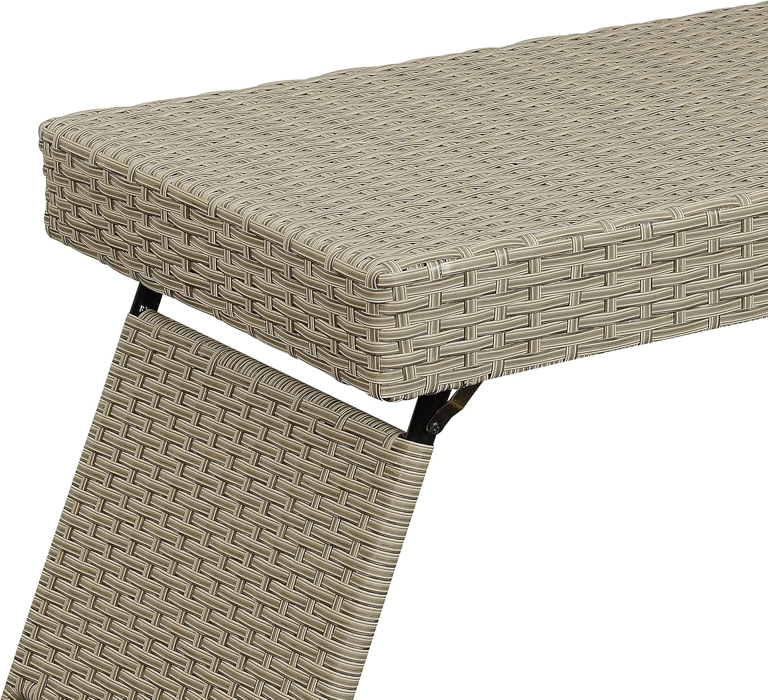 Portable Folding Wicker Table, Grey