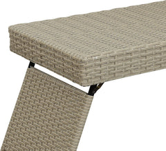 Portable Folding Wicker Table, Grey