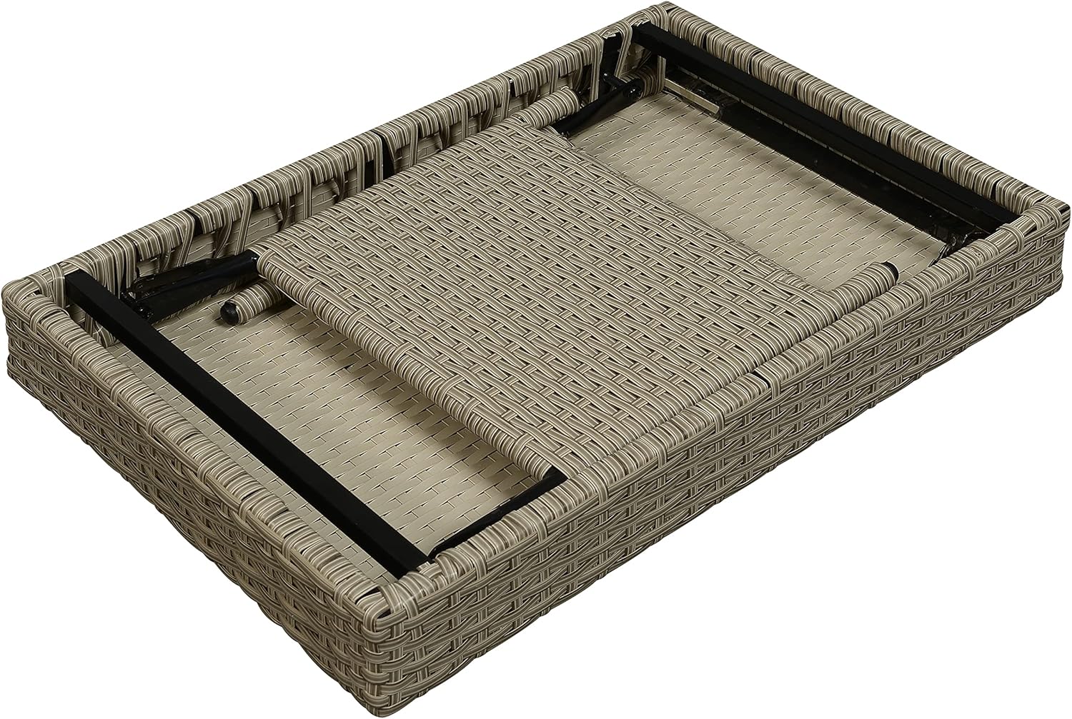 Portable Folding Wicker Table, Grey