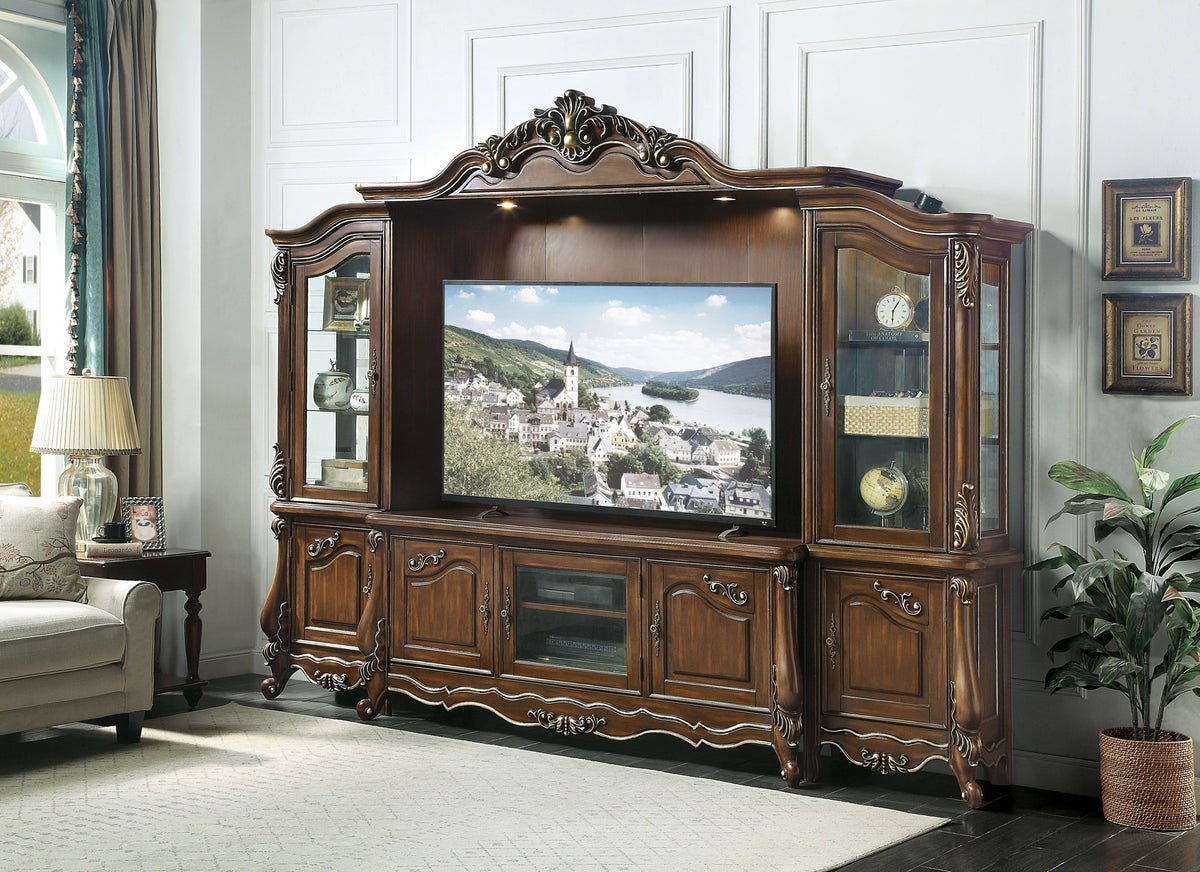 Latisha Antique Oak Finish Entertainment Center