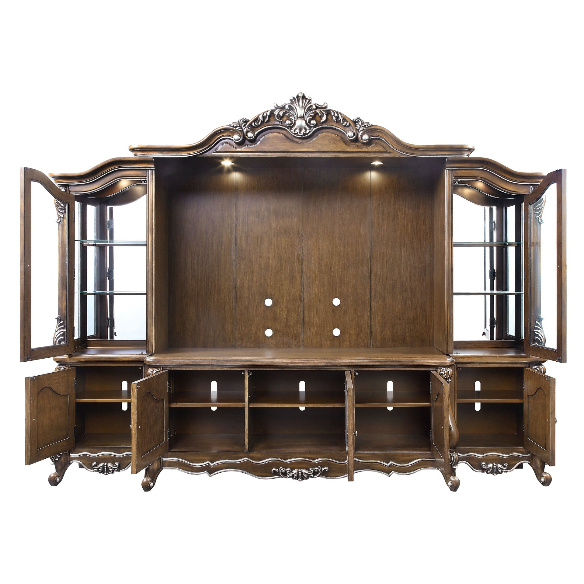 Latisha Antique Oak Finish Entertainment Center