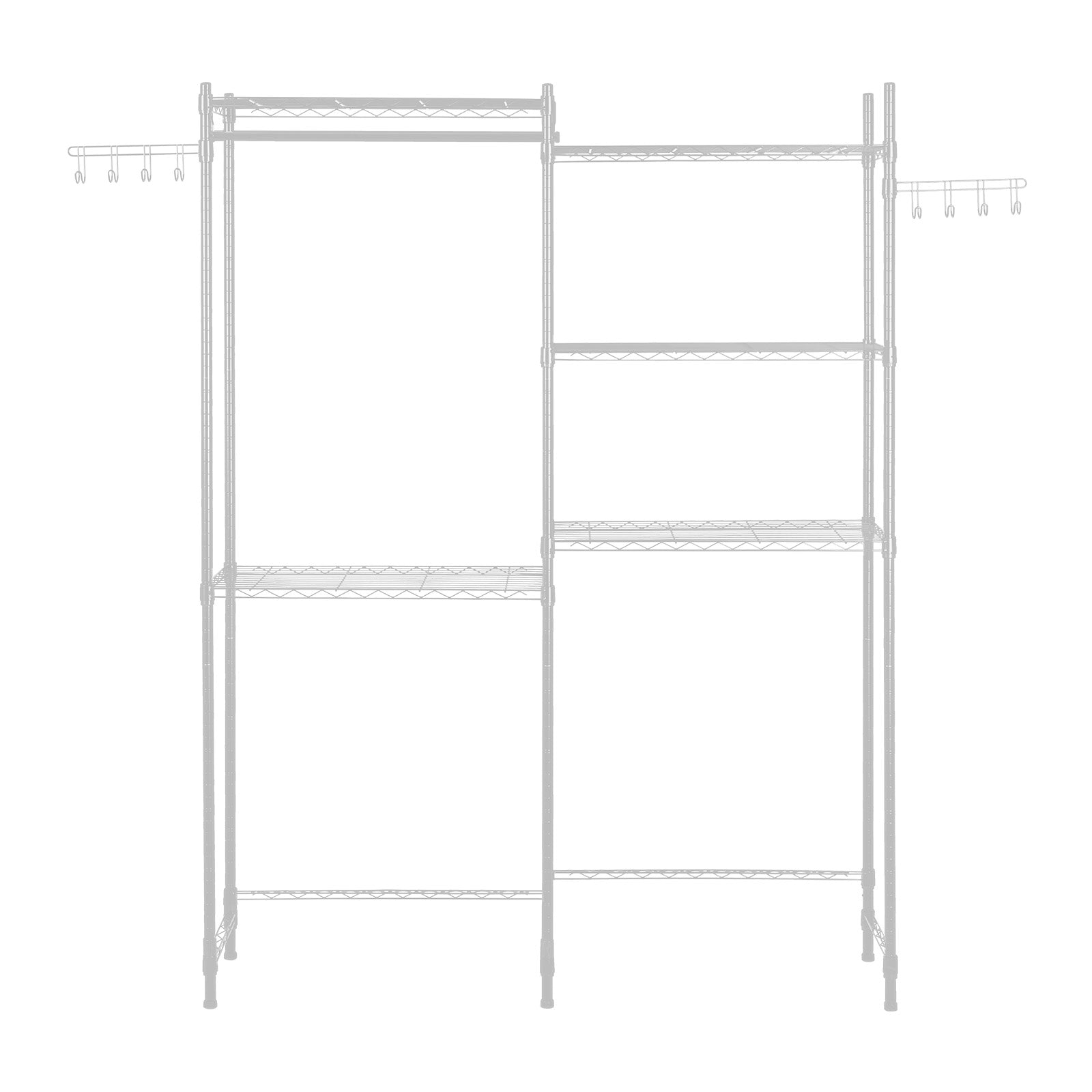 Over The Washer and Dryer Storage Shelf, 5 Tier Laundry Room Drying Rack with Hanger Rod and Hooks, Adjustable Over Washer and Dryer Shelves, Laundry Room Shelf Storage Space Saver, White