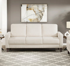 Modern Contemporary Beige Corduroy Upholstered Sofa Comfortable Cushion Solid Wood Living Room Furniture 1pc