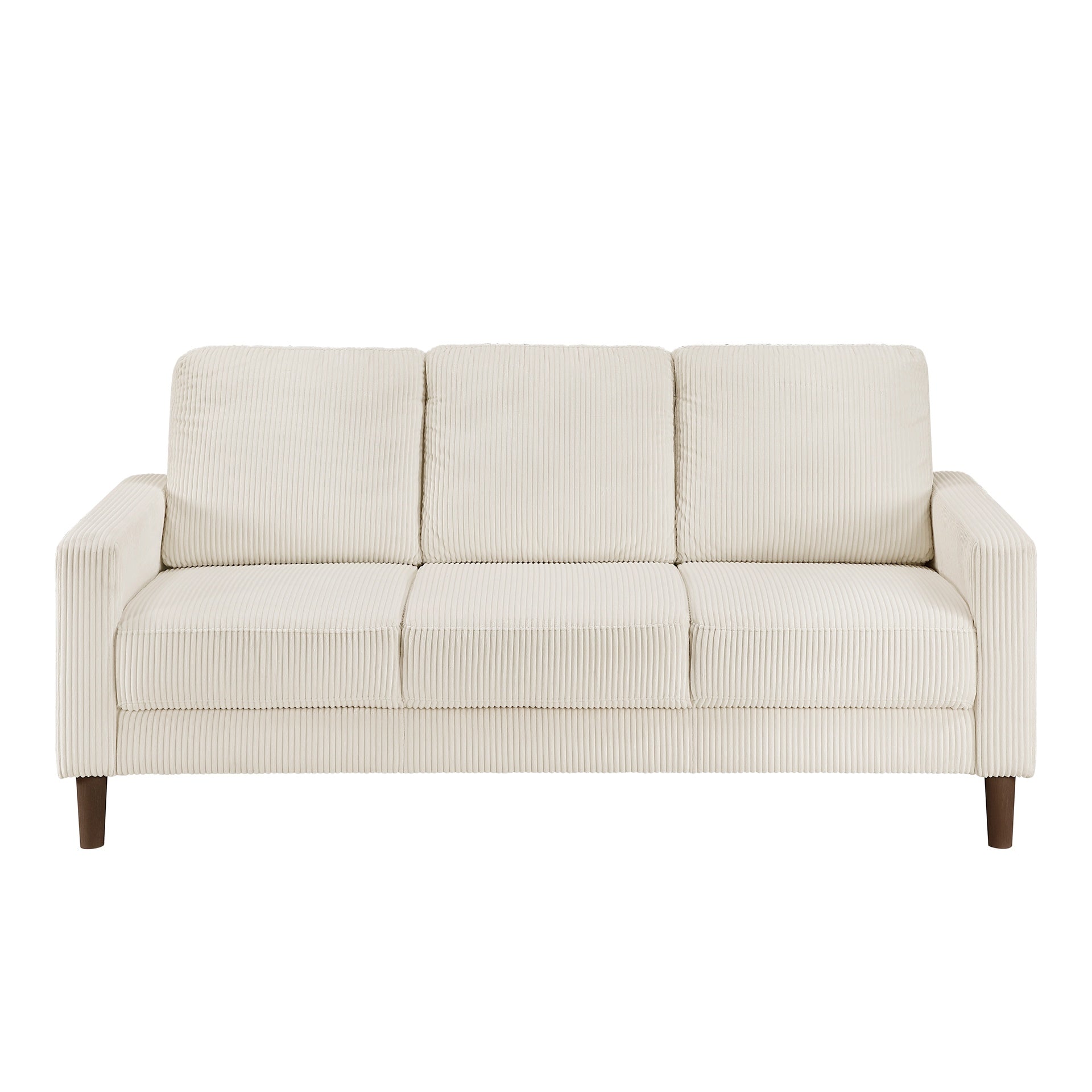 Modern Contemporary Beige Corduroy Upholstered Sofa Comfortable Cushion Solid Wood Living Room Furniture 1pc