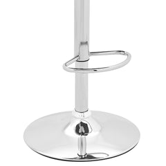 Glinne Adjustable Swivel Cream Faux Leather with Walnut Back and Chrome Bar Stool