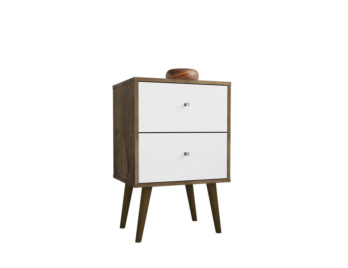 Nightstand in Rustic Brown and White