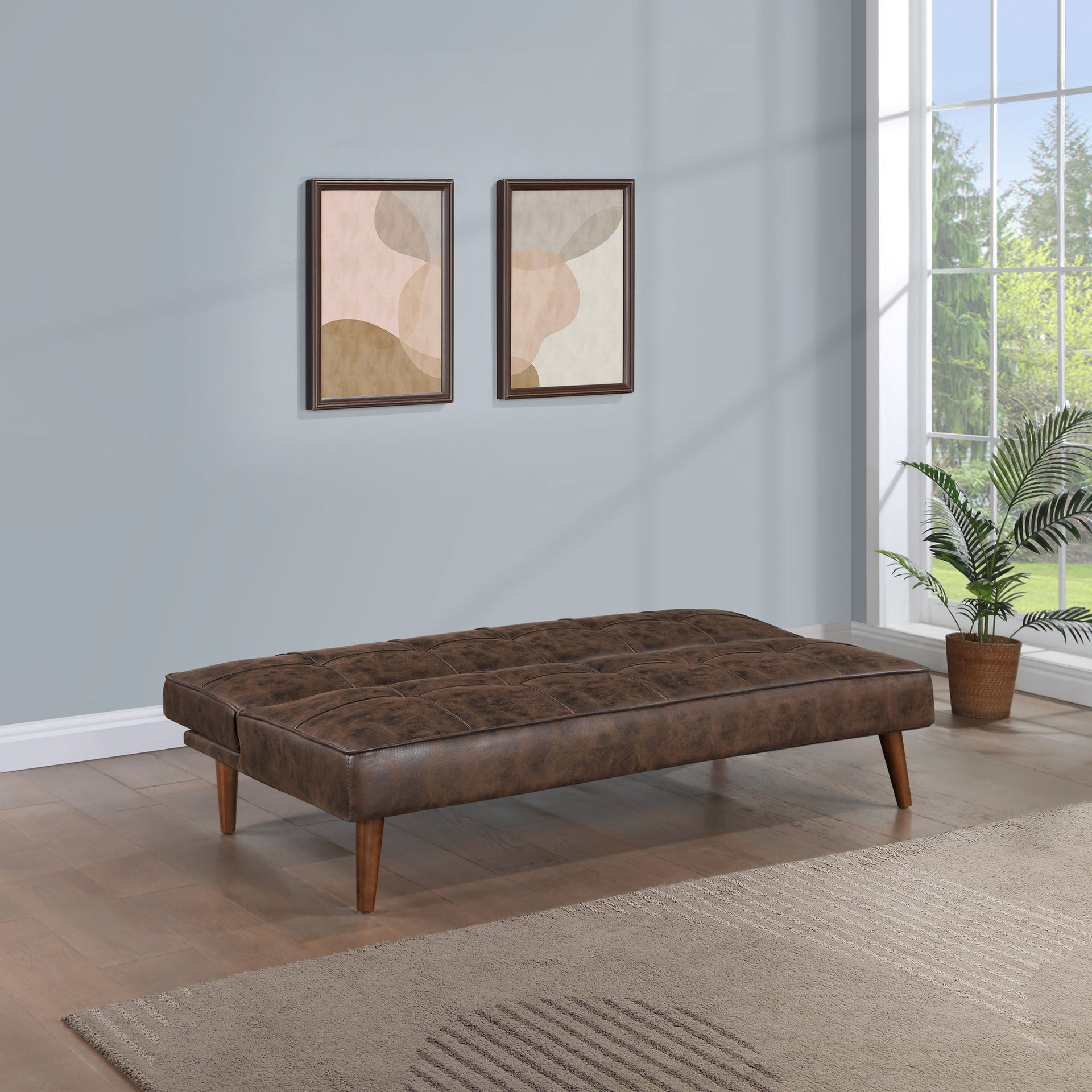 Ralston Dark Coffee Upholstered Convertible Sofa Bed