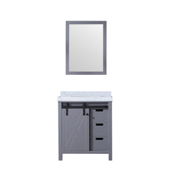 Dark Grey Bath Vanity 30 in. W x 22 in. D, Carrara Marble Countertop and 28 in. Mirror