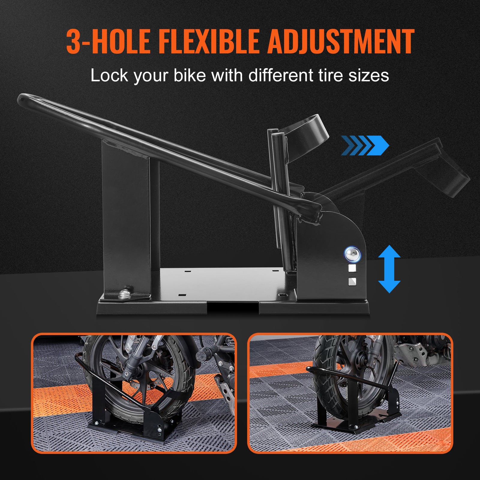 Motorcycle Wheel Chock, 1800 lbs Capacity Wheel Cradle Holder, Heavy-duty Steel Motorcycle Front Wheel Stand with 3 Adjustable Holes, For 15"-21" Off-Road Motorcycles, Standard Motorcycles