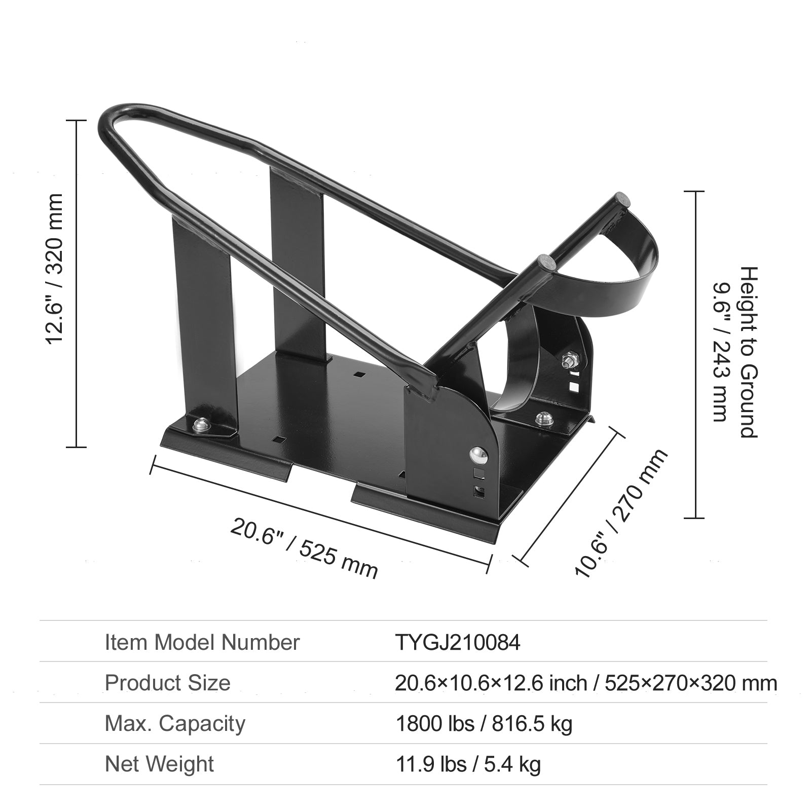 Motorcycle Wheel Chock, 1800 lbs Capacity Wheel Cradle Holder, Heavy-duty Steel Motorcycle Front Wheel Stand with 3 Adjustable Holes, For 15"-21" Off-Road Motorcycles, Standard Motorcycles