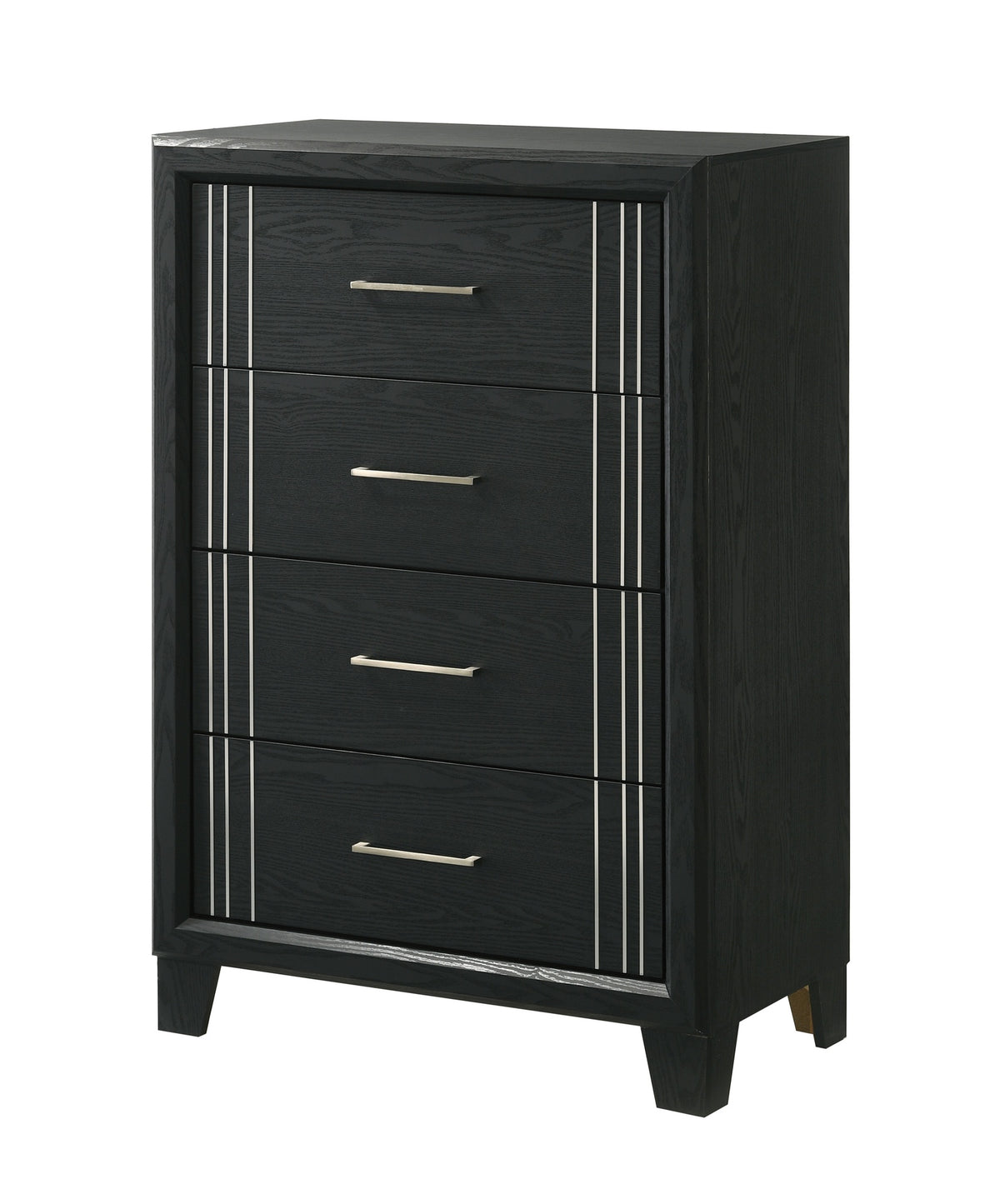 1pc Contemporary Four-Drawers Chest Bed Side Cabinet Wooden Furniture Charcoal Color
