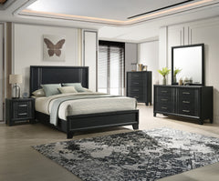 1pc Contemporary Four-Drawers Chest Bed Side Cabinet Wooden Furniture Charcoal Color