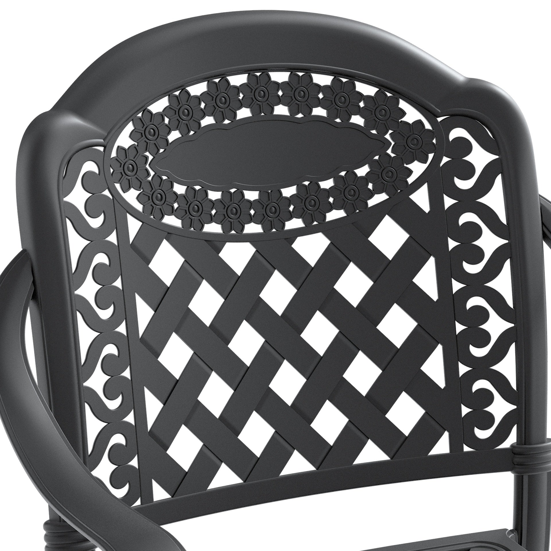 3-Piece Set Of Cast Aluminum Patio Furniture With Red Cushions