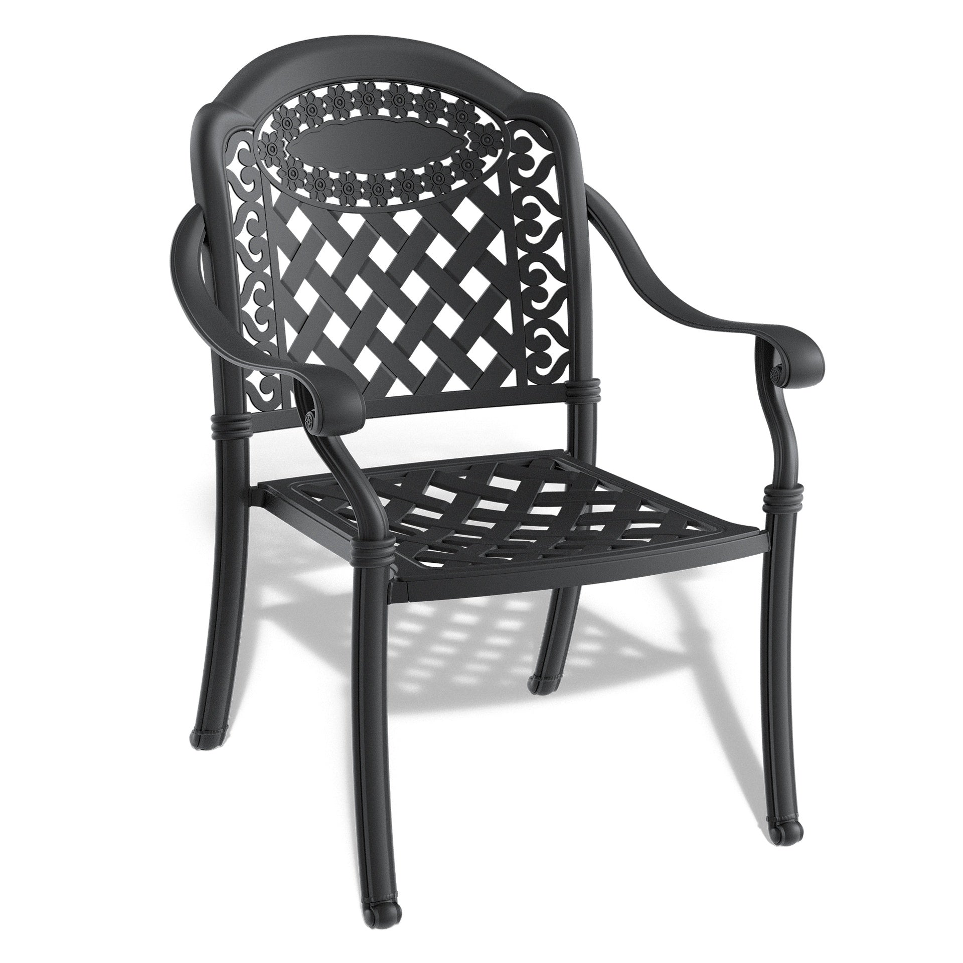 3-Piece Set Of Cast Aluminum Patio Furniture With Red Cushions
